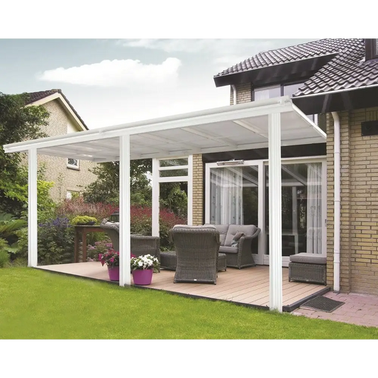 10ft x 10ft White Veranda Garden Canopy – All-Weather Aluminium Patio Shelter - Gazebo