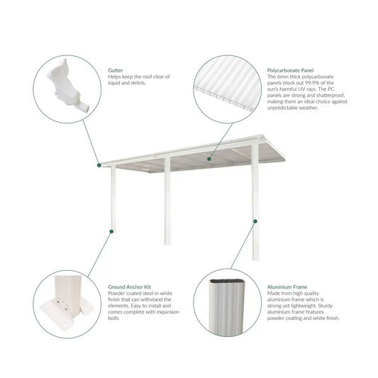 14ft x 10ft Anthracite Garden Veranda Canopy for Patios or Carports - Gazebo