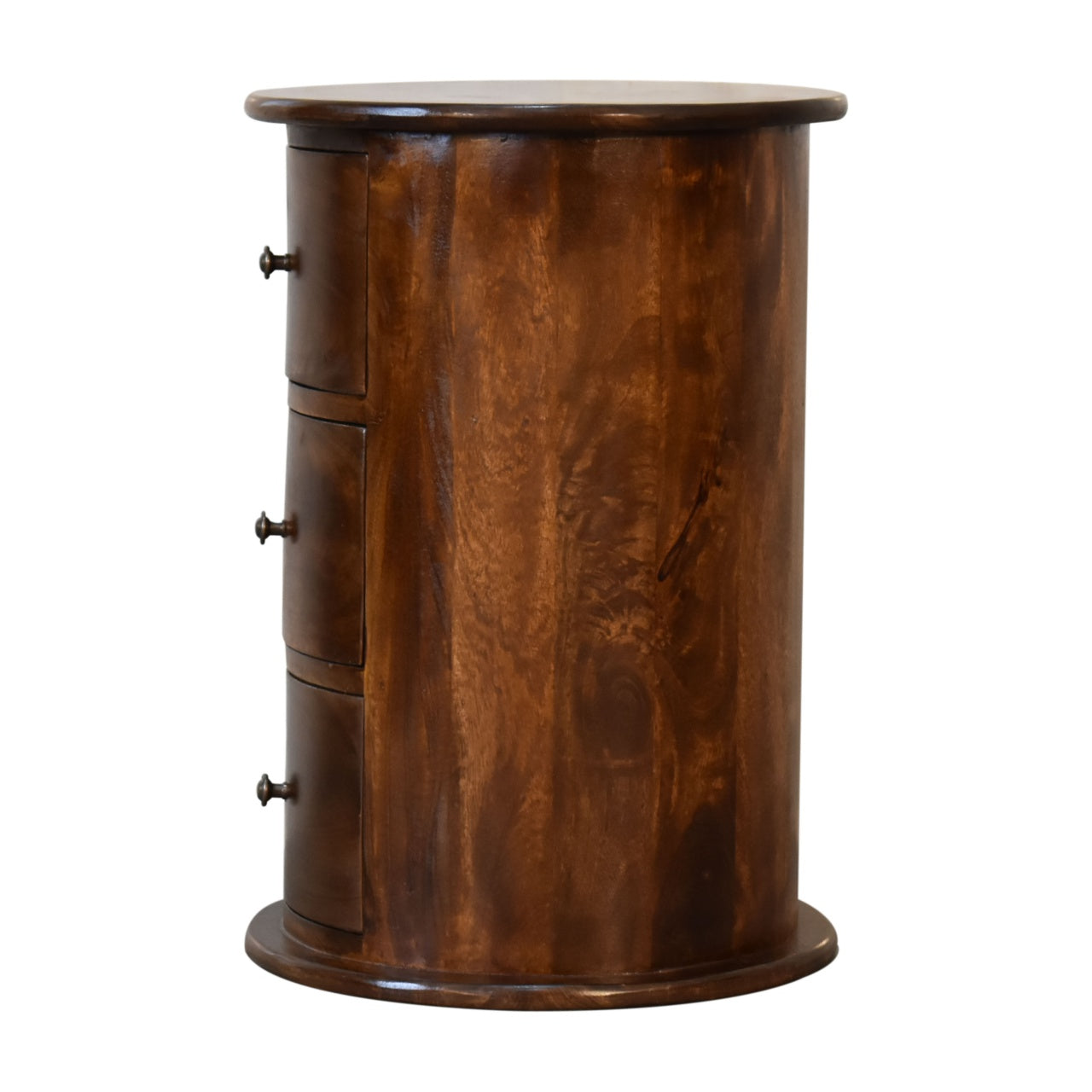 Drum Bedside Table with Drawers Wooden cabinet with drawers