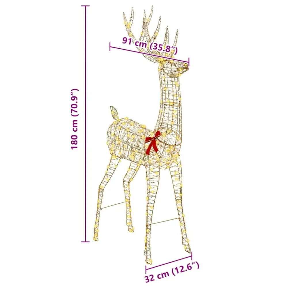 3D Reindeer with 250 LEDs Warm white 180 cm PET - Seasonal & Holiday Decorations