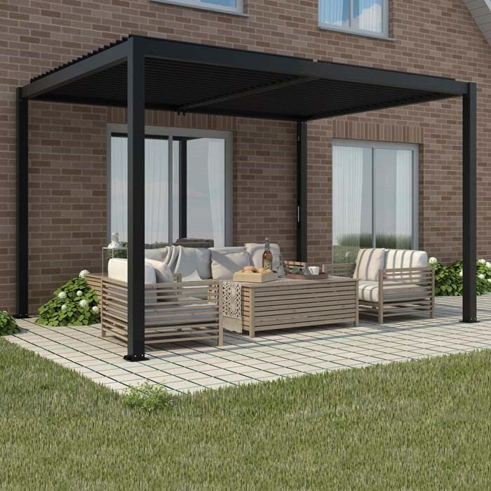 Deluxe Charcoal Pergola with roof