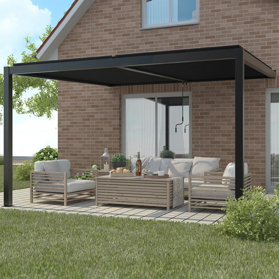 Wall mounted veranda with roof.