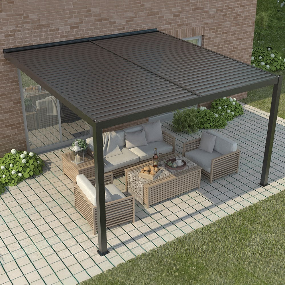 Wall mounted veranda with roof.