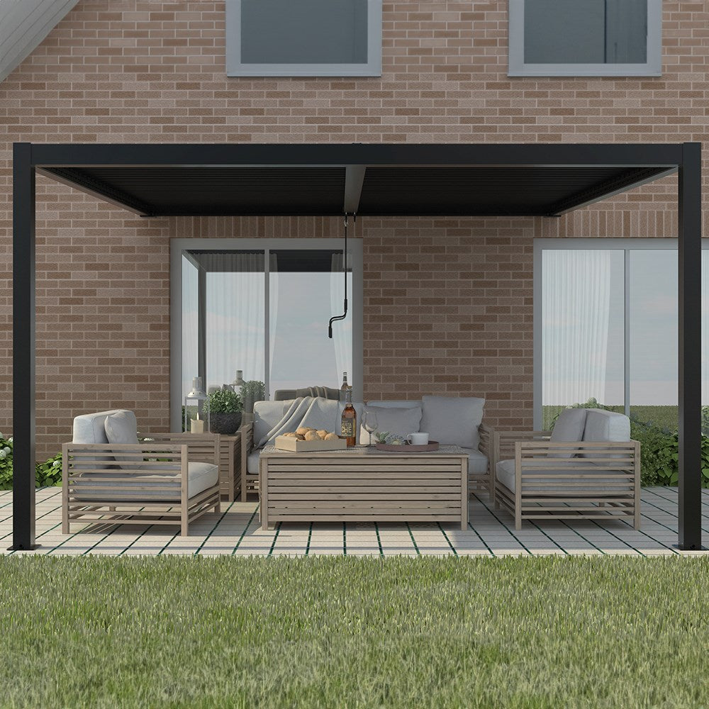 Wall mounted veranda with roof.