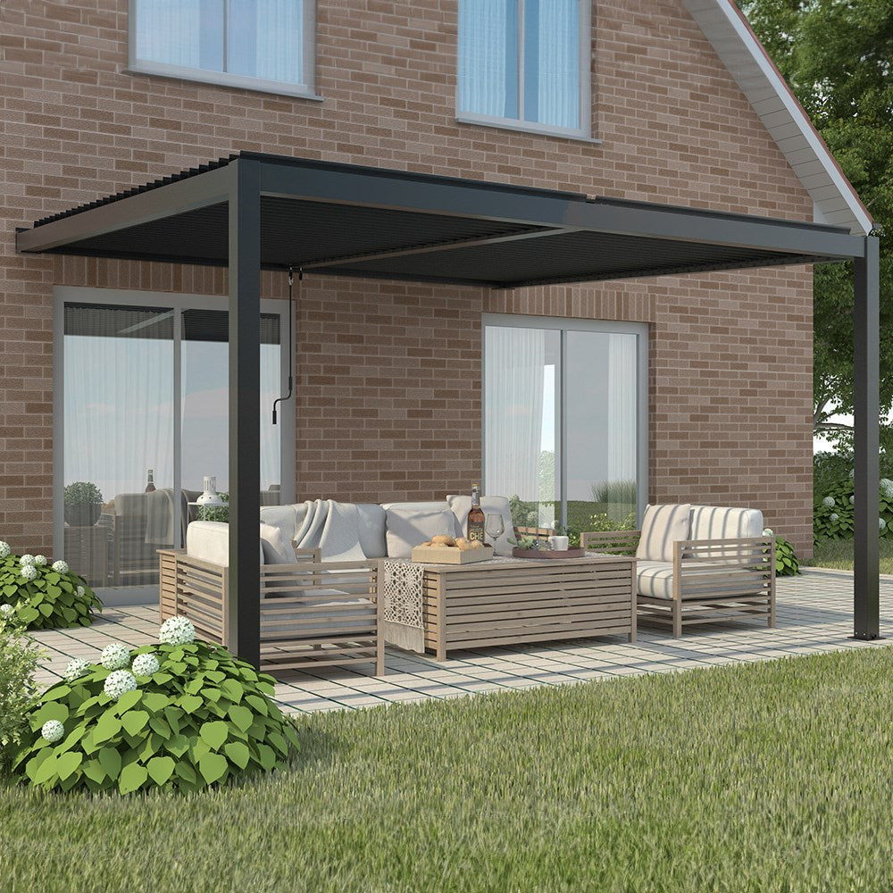 Wall mounted veranda with roof.