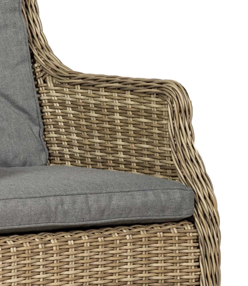 Wicker chair with gray cushion