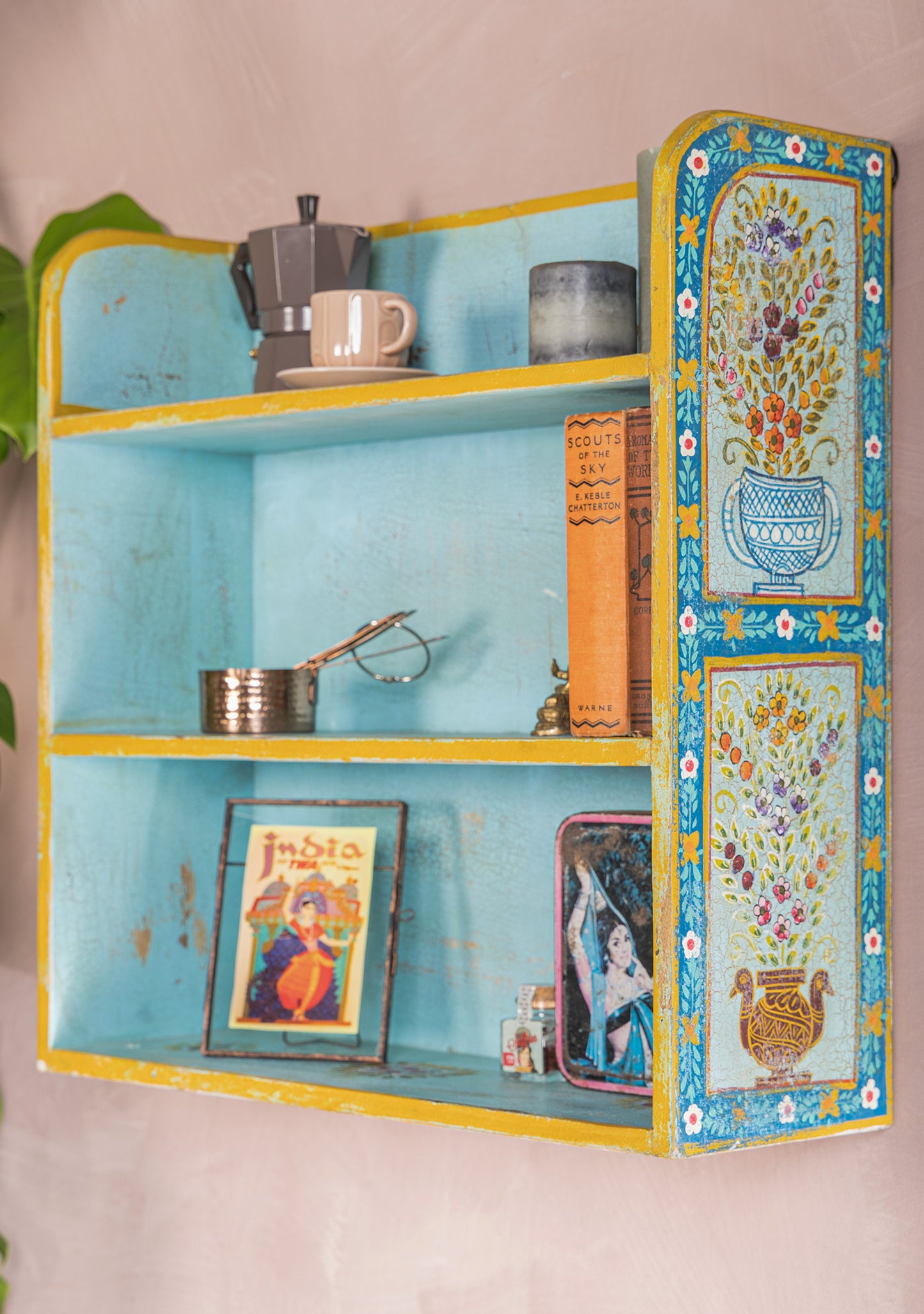 Painted Wall Shelf Unit Hand Painted