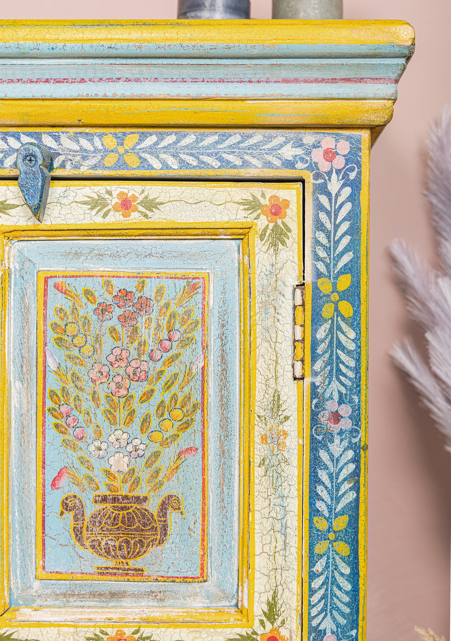 Hand-Painted Vintage 2-Door Cabinet | Mango Wood Storage