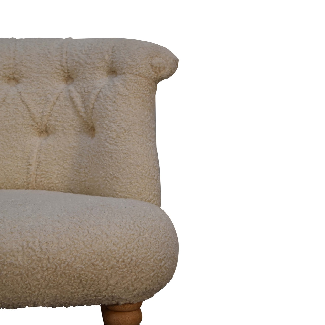 Cream boucle accent chair. upholstered chair with tufted backrest