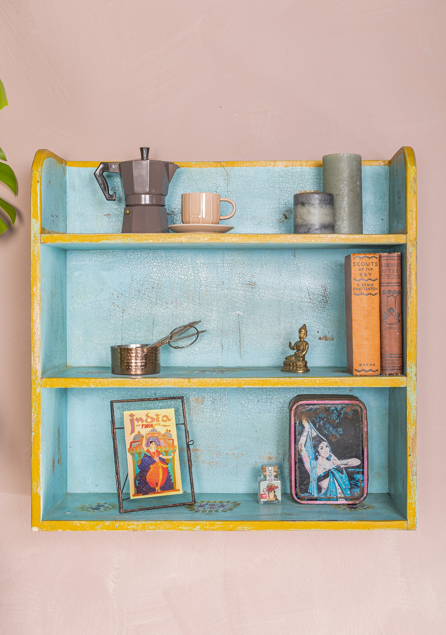 Painted Wall Shelf Unit Hand Painted