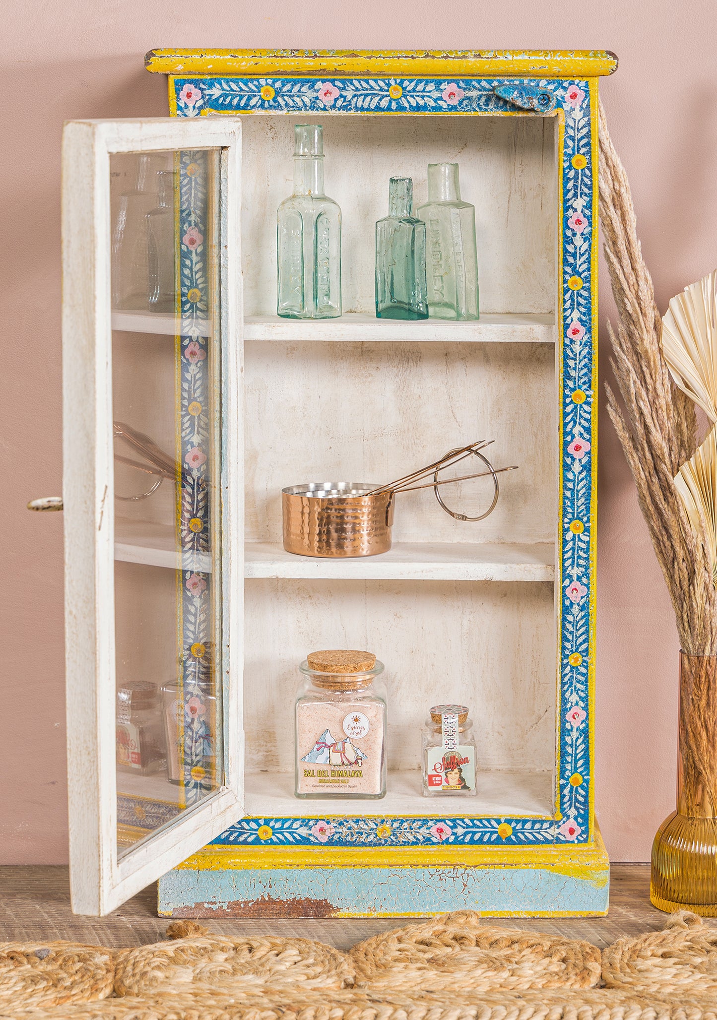 Kanchana Glazed Tall Showcase Hand Painted