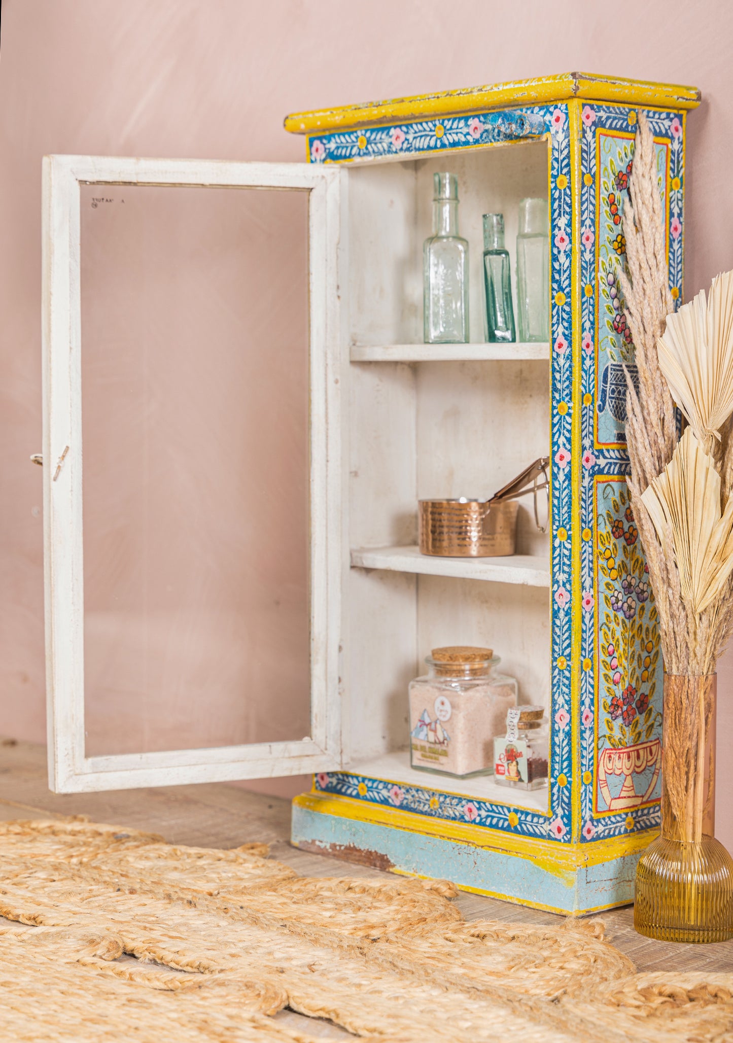 Kanchana Glazed Tall Showcase Hand Painted