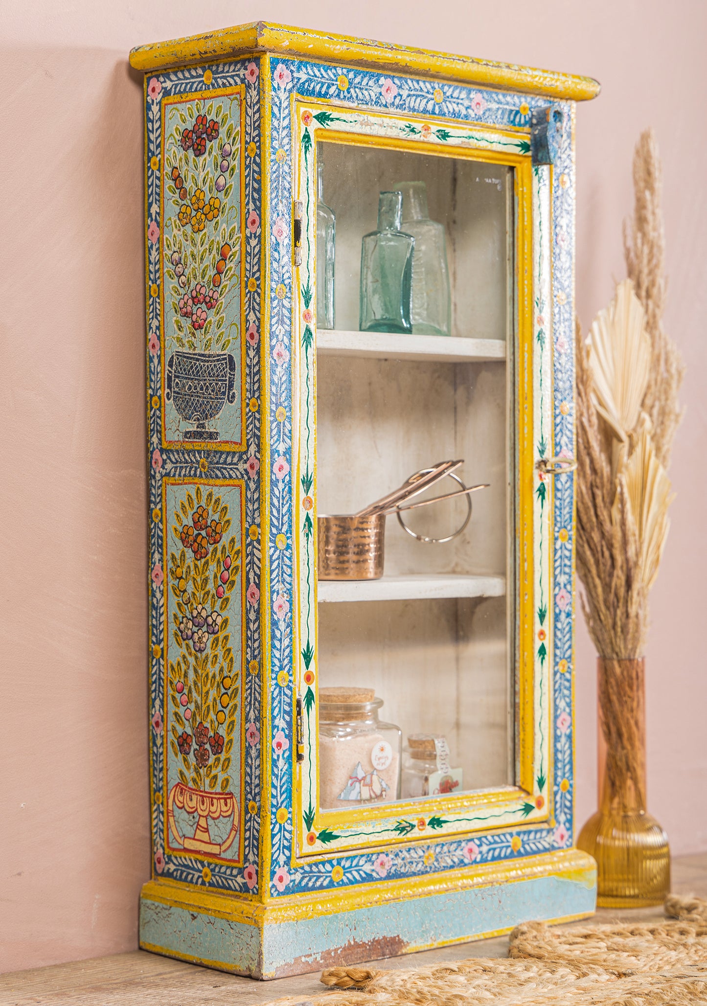 Kanchana Glazed Tall Showcase Hand Painted