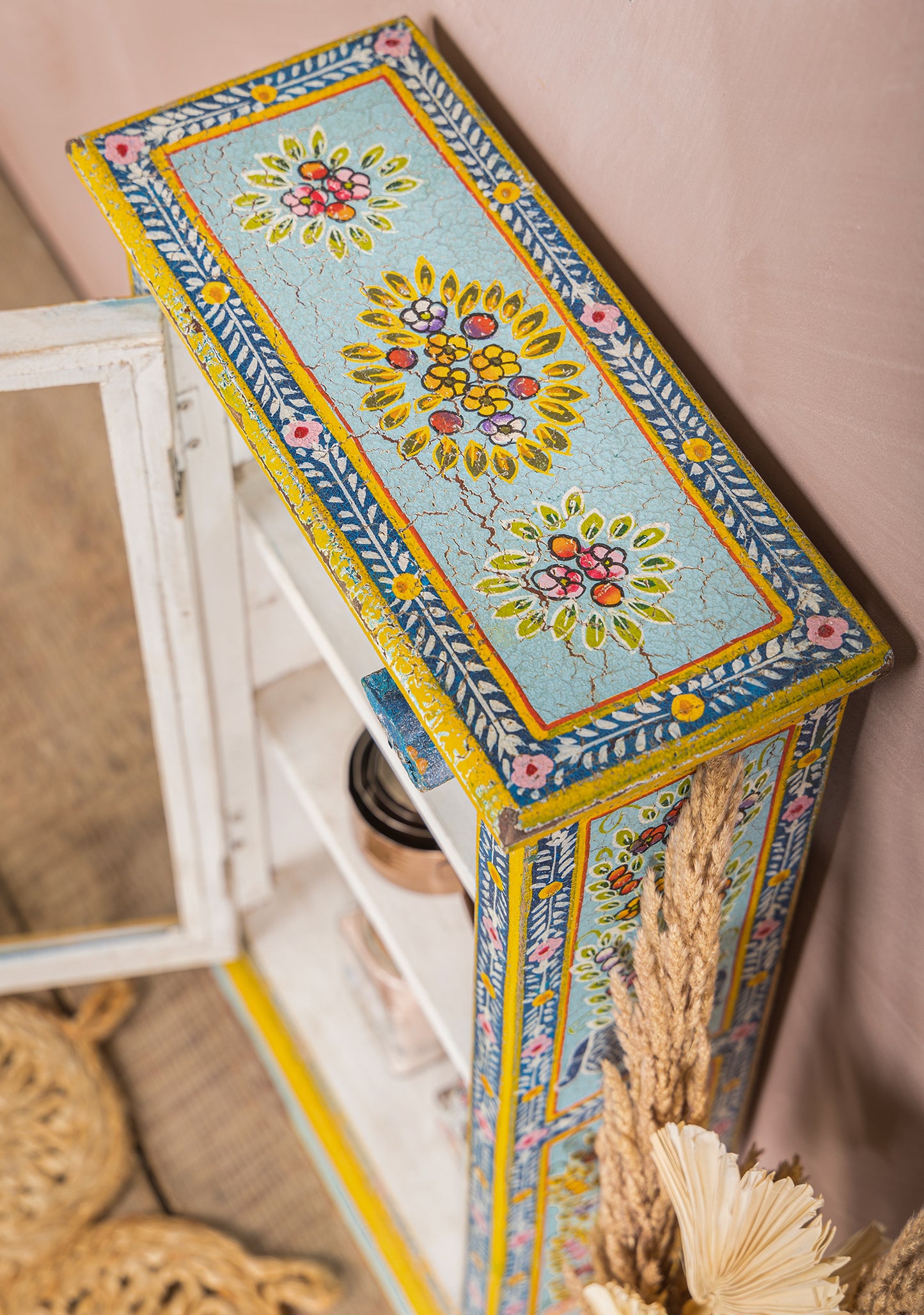 Kanchana Glazed Tall Showcase Hand Painted