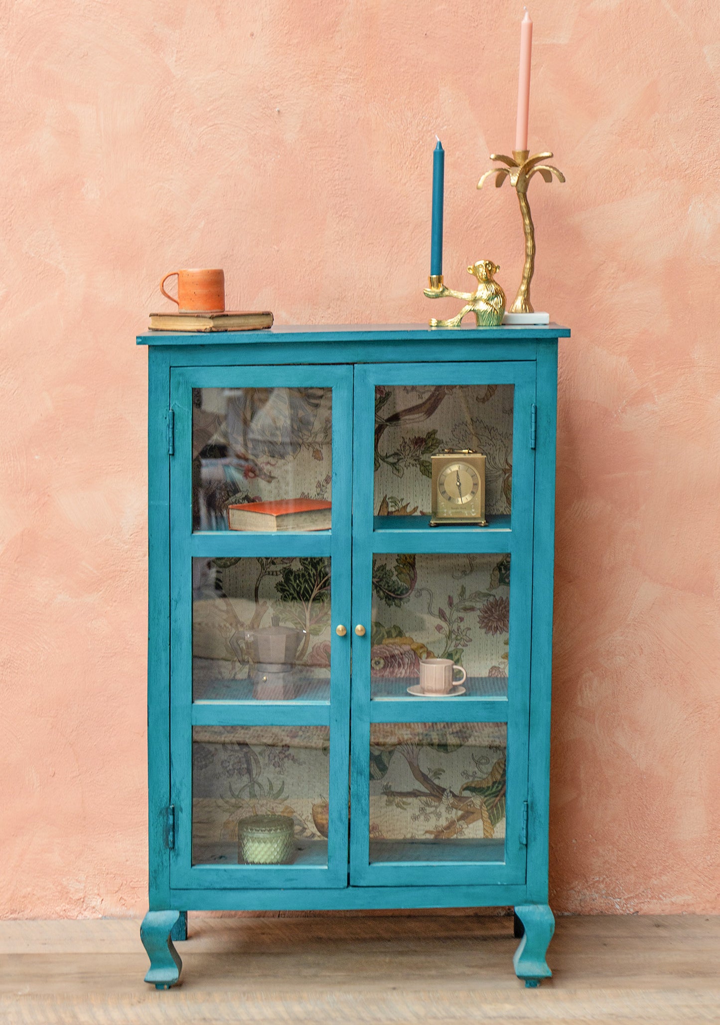 Hand Painted Bookshelf/Cabinet, Turquoise