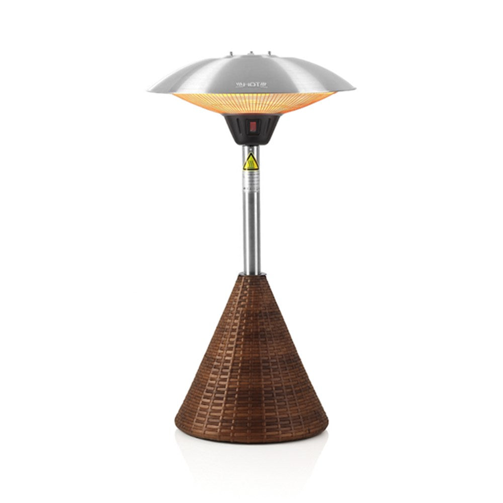 Halogen Bulb Infrared Tabletop Heater with Brown Rattan Base – 3 Heat Settings