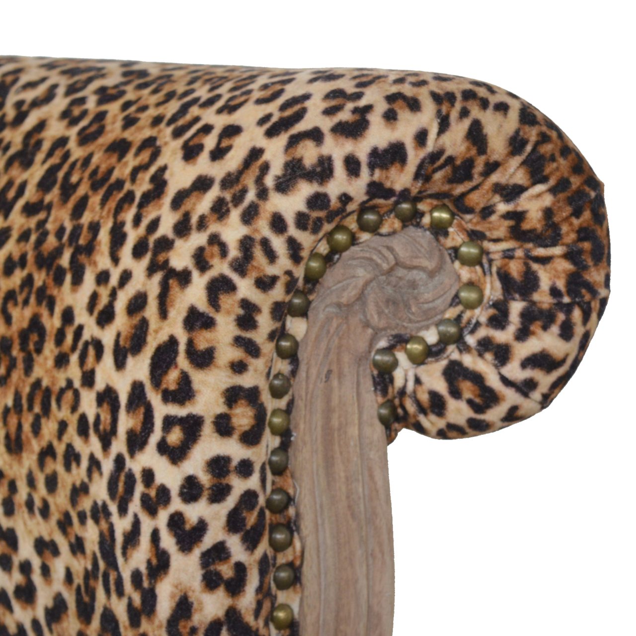 Leopard Print Velvet Chair. Leopard print French Style Chair with decorative legs
