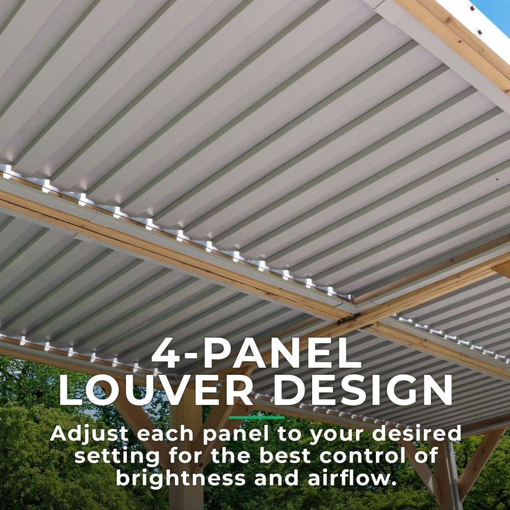 Cedar Wood Pergola with Adjustable Louvered Roof – 10ft x 20ft Luxury Outdoor Room