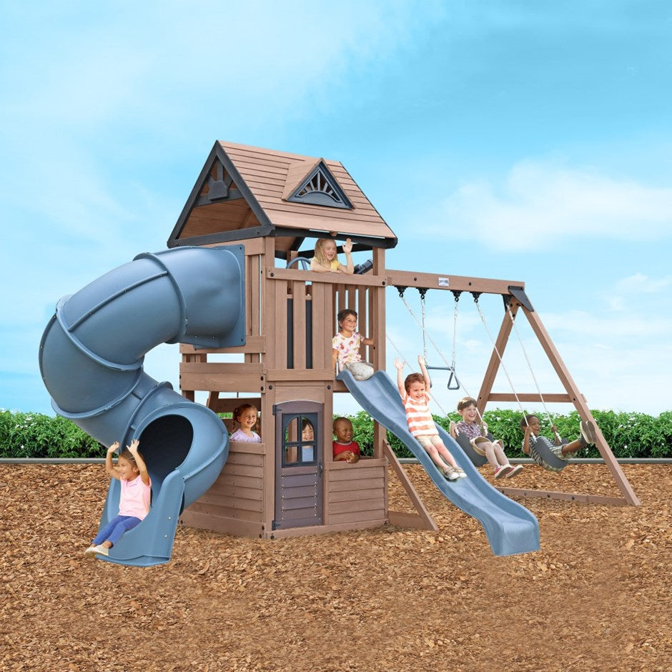 Dual Slide Climbing Frame – Premium Cedar Playset
