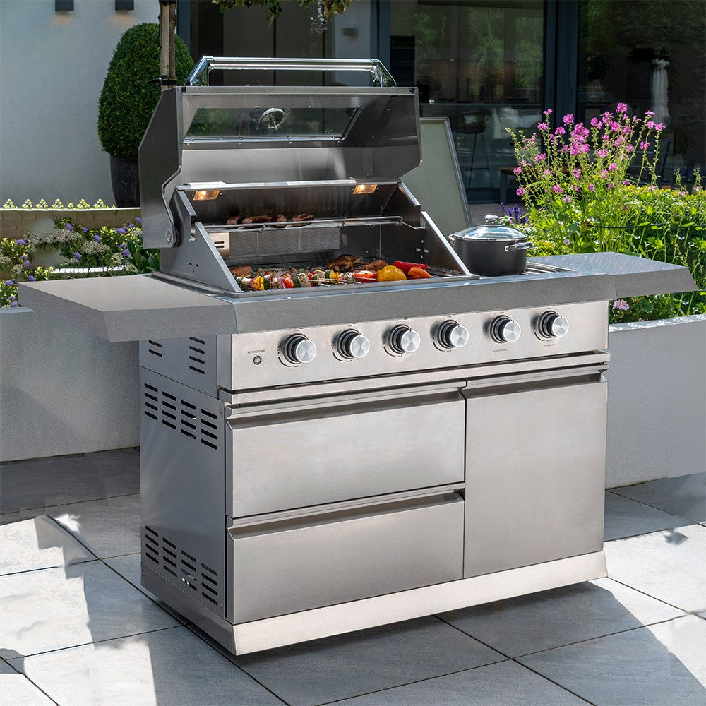Luxury 4-Burner Outdoor Stainless Steel Gas BBQ Kitchen with Storage and Side Burner