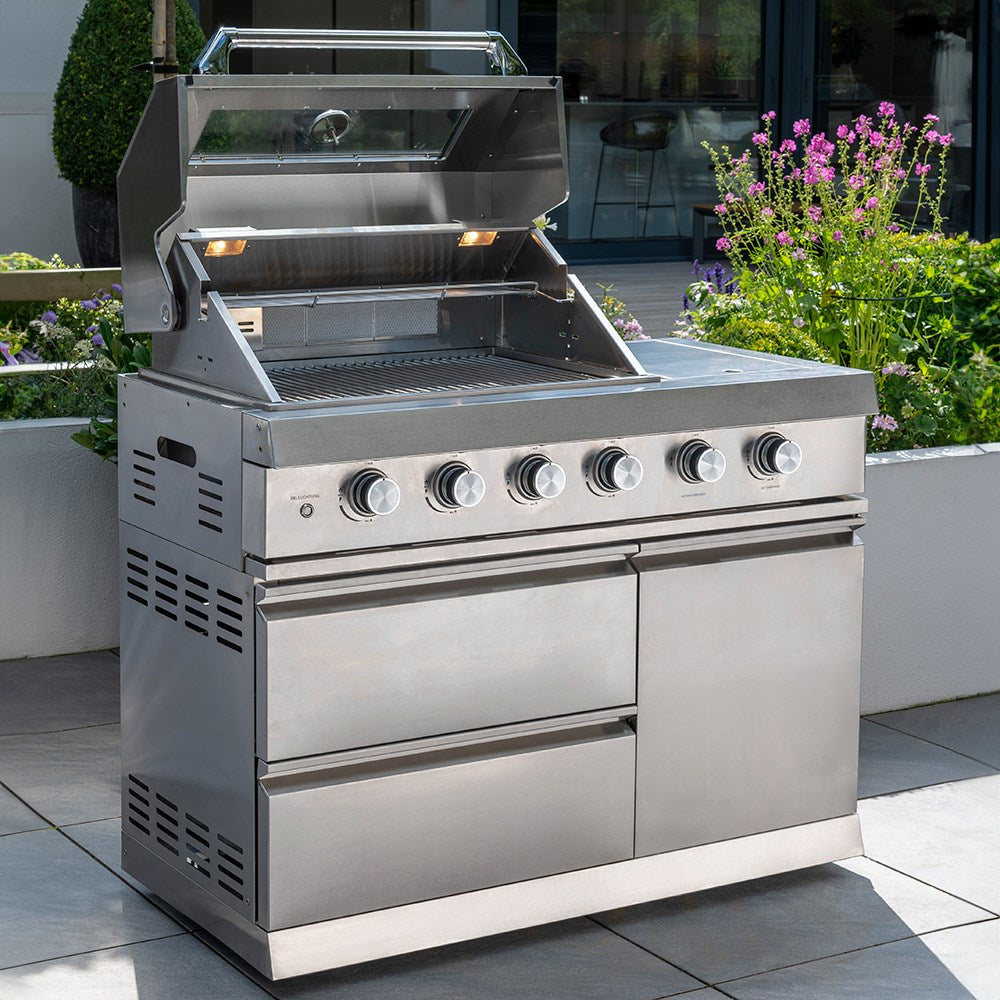 Luxury 4-Burner Outdoor Stainless Steel Gas BBQ Kitchen with Storage and Side Burner