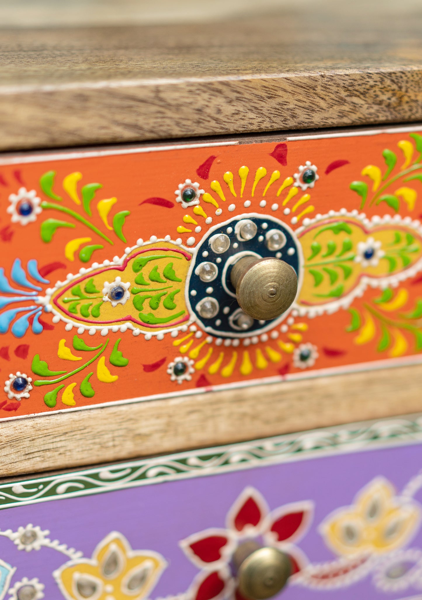 Hand-Painted 9-Drawer Sankalaka Cabinet