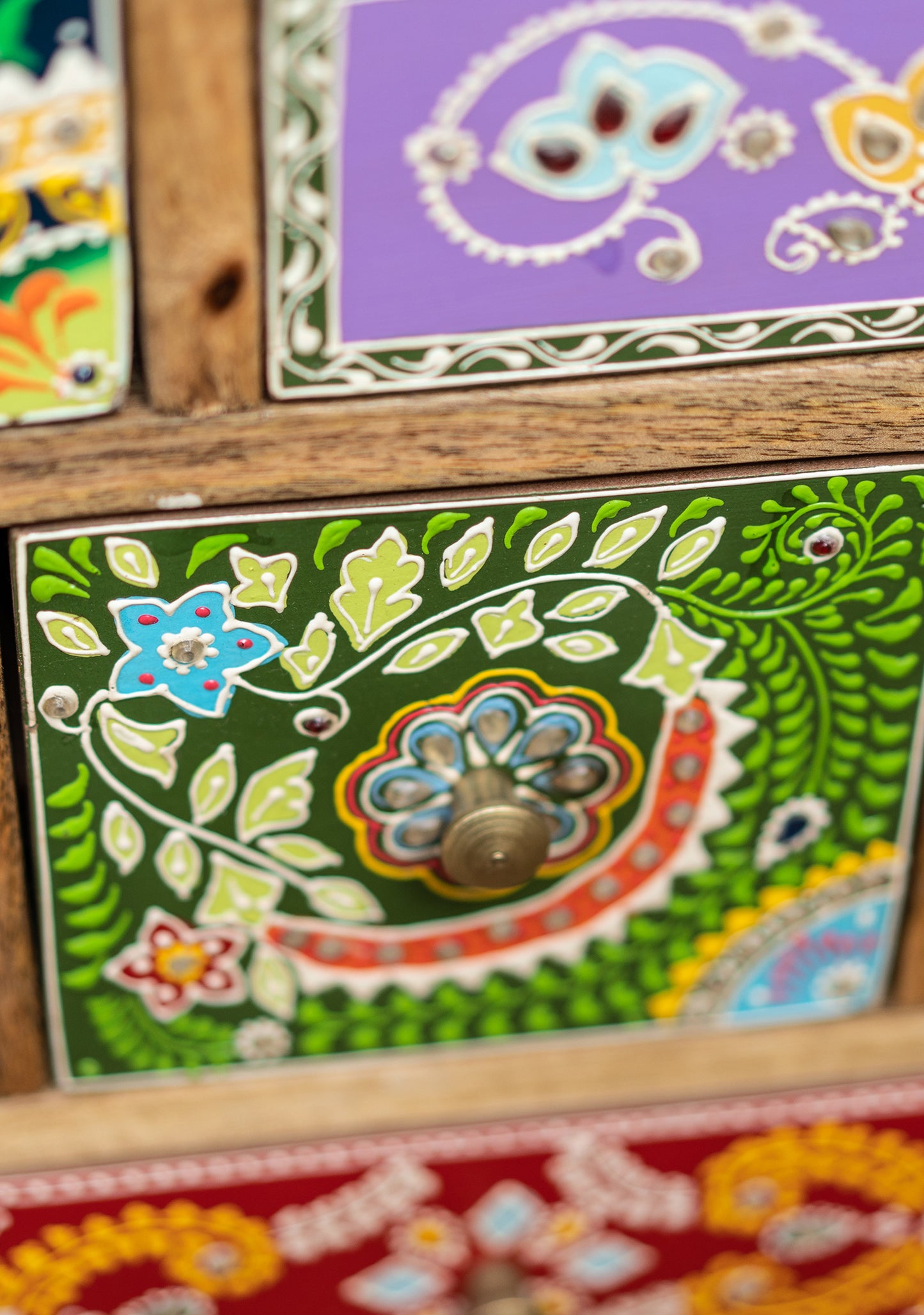 Hand-Painted 9-Drawer Sankalaka Cabinet