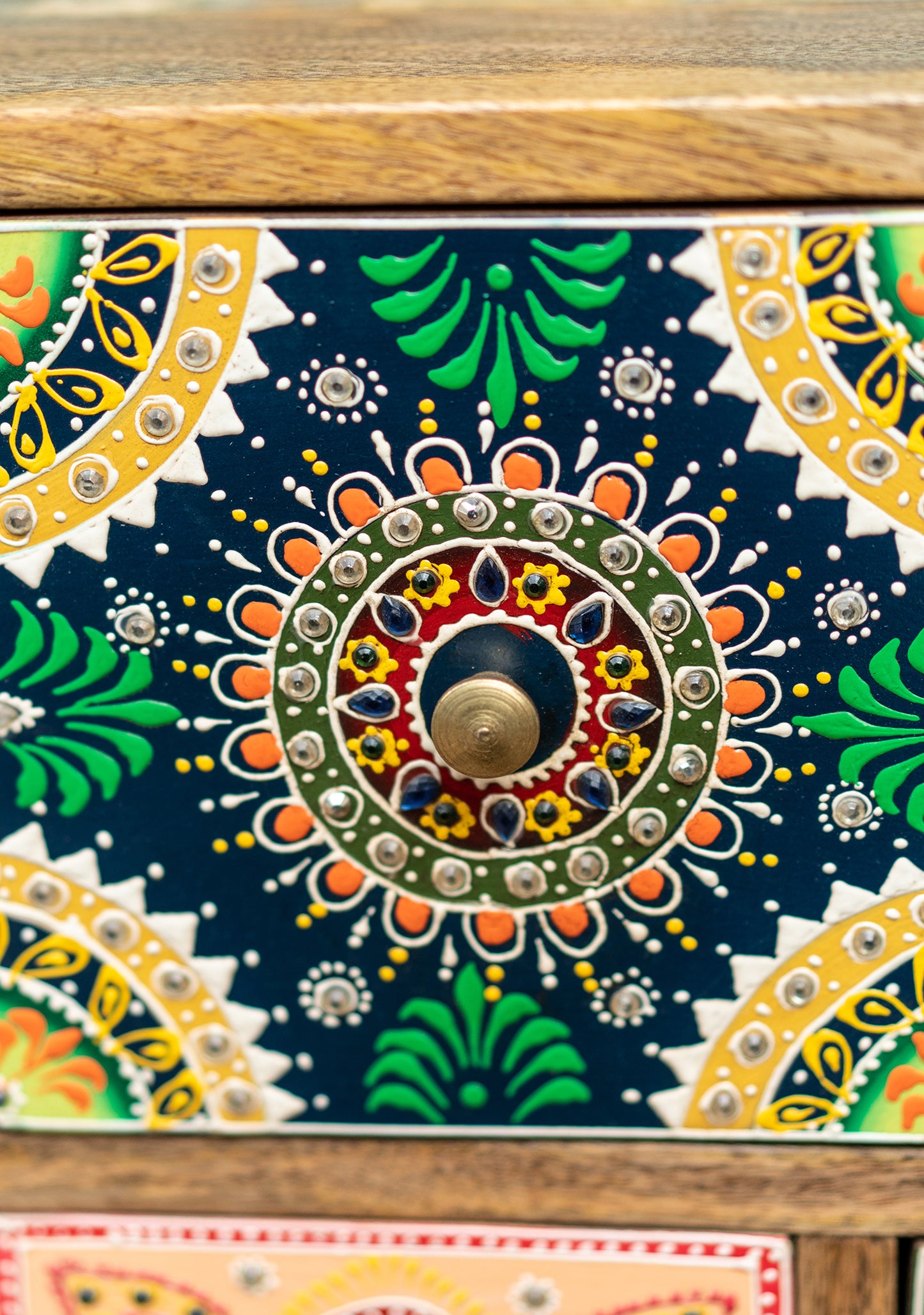 Hand-Painted 9-Drawer Sankalaka Cabinet