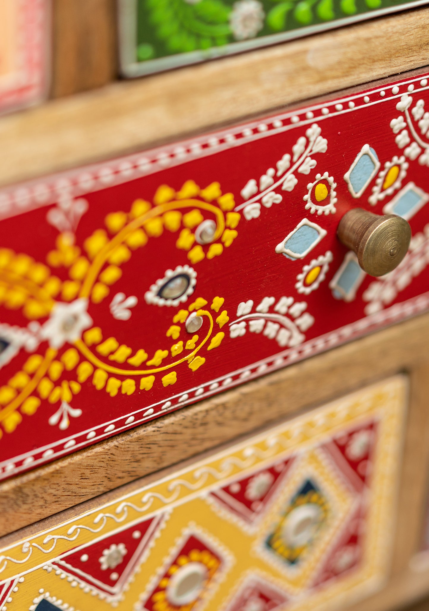 Hand-Painted 9-Drawer Sankalaka Cabinet