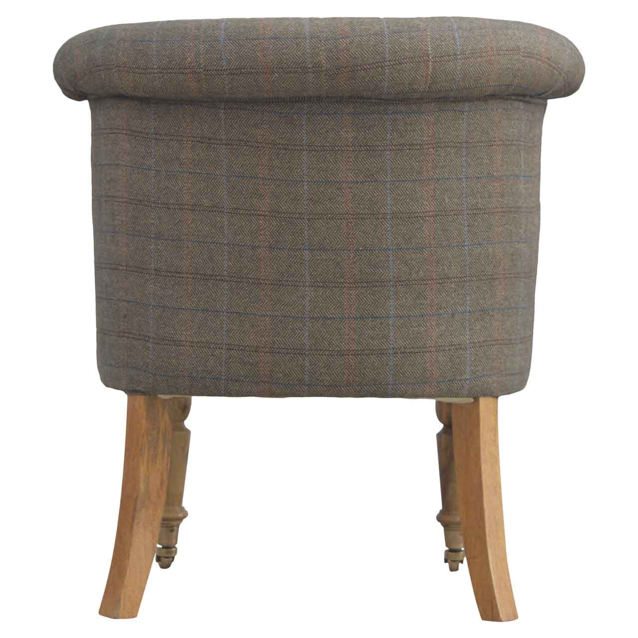 Tweed occasional chair. Checked Fabric with wooden legs