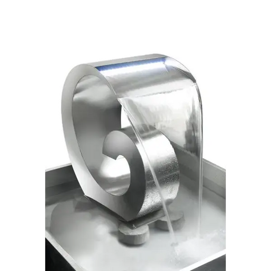 Brushed Stainless Steel Cascade Water Feature with LED Lighting and Hidden Reservoir - Waterfalls