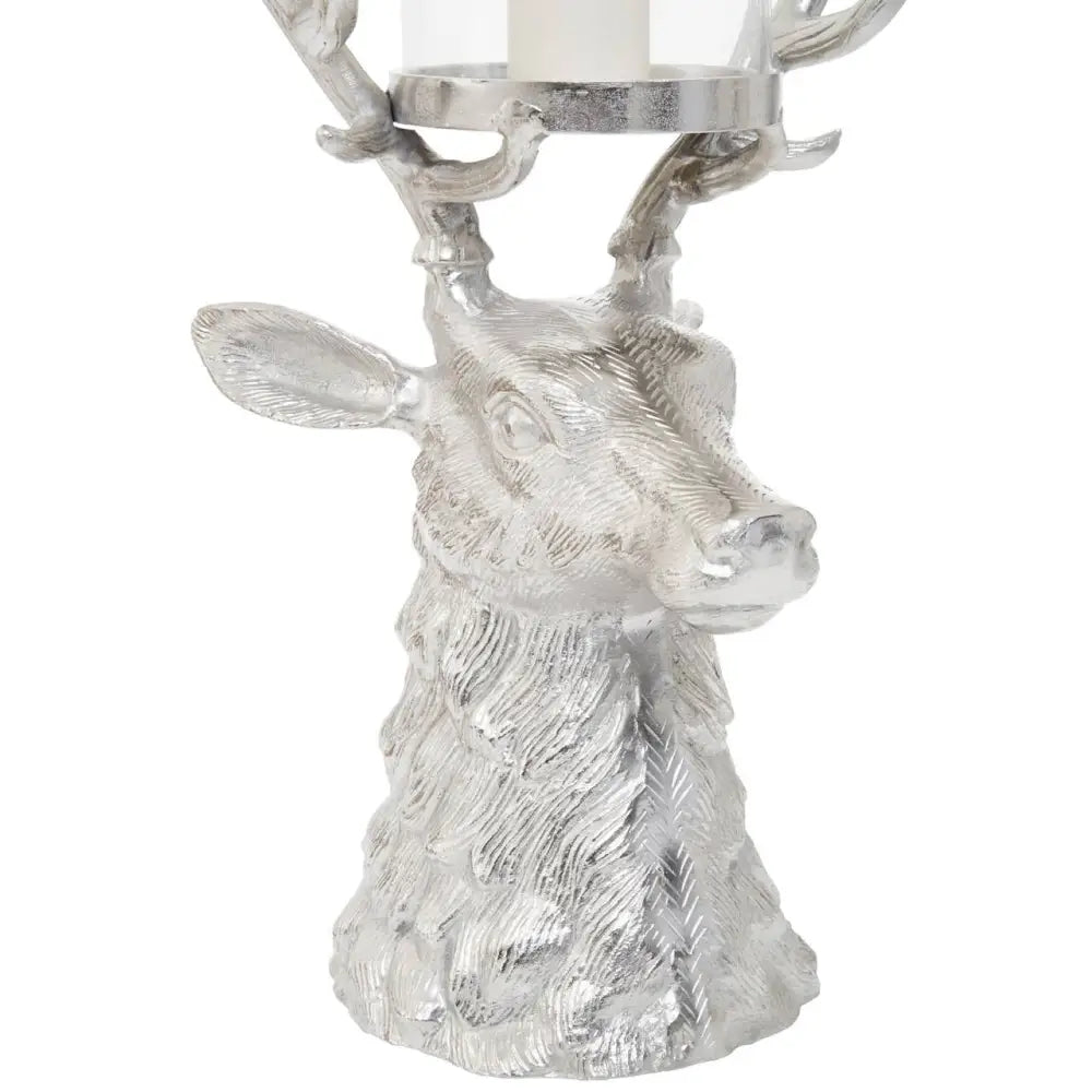 Candle Holder as a Stag Head with Glass Tea Light Holder - Candle Holder