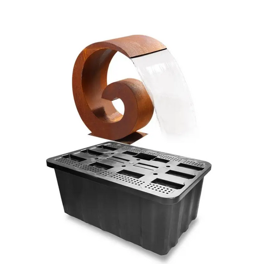 Corten Steel Water Feature with Stainless Steel Reservoir – Indoor & Outdoor H65cm - Fountains