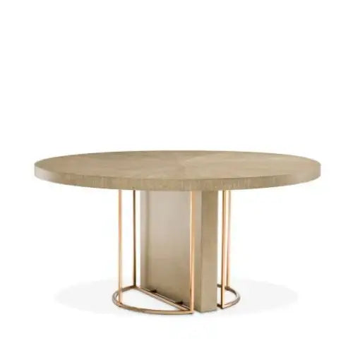 Round Luxury Designer Dining Table Modern dining table with wooden top and metal base