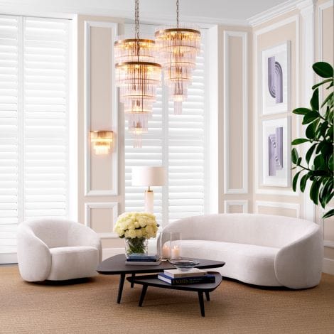 'Love seat' Sofa in Lyssa Off-White with Black Base