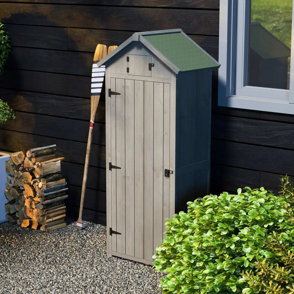 Small tall luxury wooden garden storage shed.