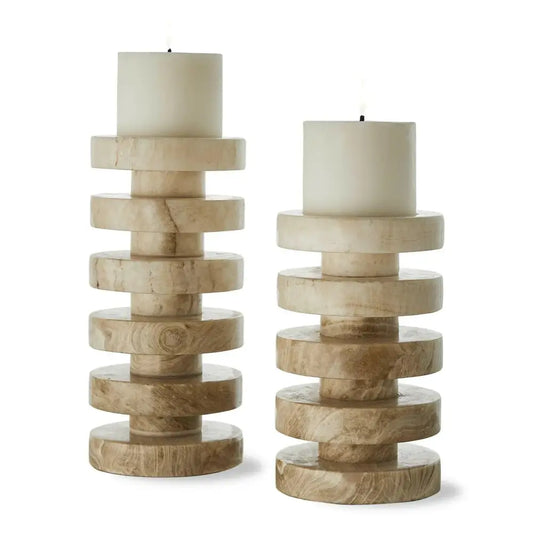 Emora Onyx Pillar Candleholders – Set of Two | Uttermost Black Label Collection - Candle Holder