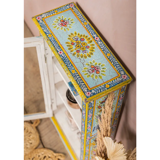 Kanchana Glazed Tall Showcase Hand Painted. Decorative with floral patterns