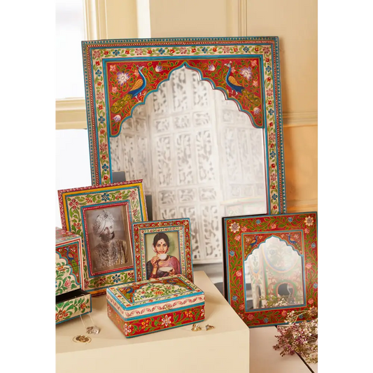 Large Hand-Painted Peacock Wall Mirror.