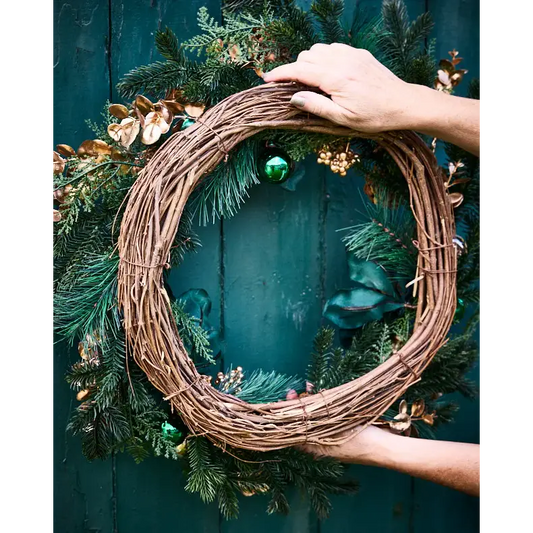 Luxury Giant Grapevine & Pine Christmas Wreath – Emerald & Gold Opulence - Wreath
