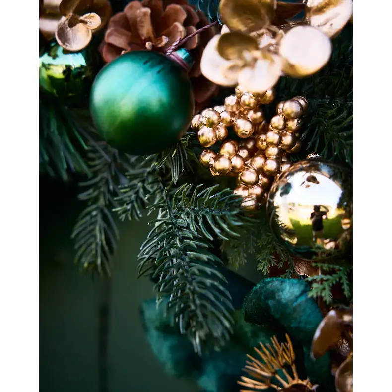 Luxury Giant Grapevine & Pine Christmas Wreath – Emerald & Gold Opulence - Wreath