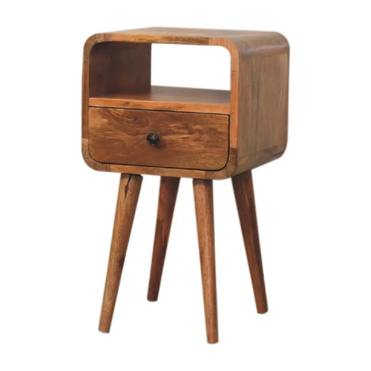 Small Wooden Bedside table with a drawerEco-friendly home decor. Ethical wood sourcing.
