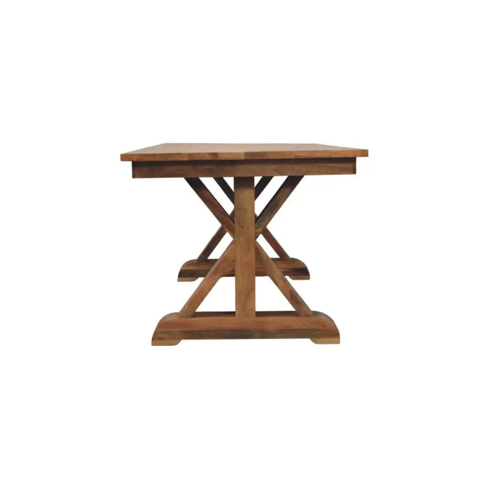 Sustainable Furniture. Large trestle dining table for 4 in Solid Sustainable Wood – Rustic Charm & Timeless Design