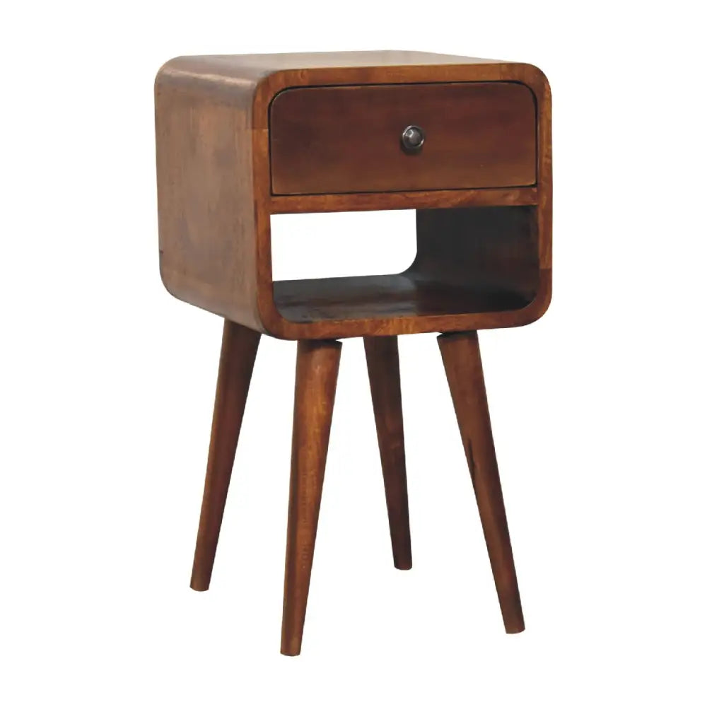 Sustainable Furniture. Tall Bedside Table – Handcrafted Mango Wood with Nordic Legs & Drawer - Bedside cabinets