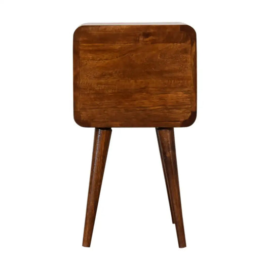 Sustainable furniture. Wooden Bedside Cabinet with Drawers. Eco-friendly home decor.