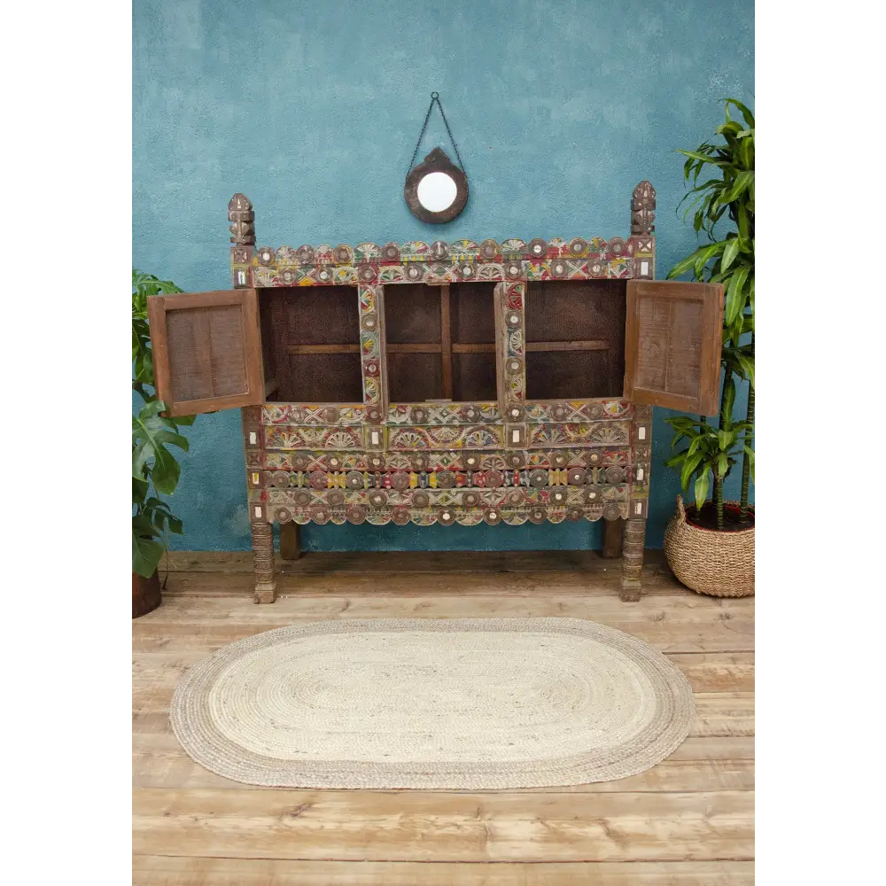 Wooden Damchiya Chest. Hand-Painted Wooden Damchiya Chest. Decorative wooden cabinet with intricate patterns