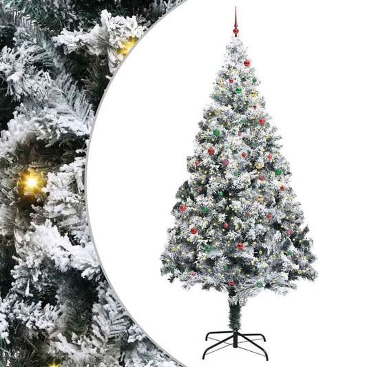 1 Artificial Pre-lit Christmas Tree With Ball Set Green 400 Cm - Seasonal & Holiday Decorations
