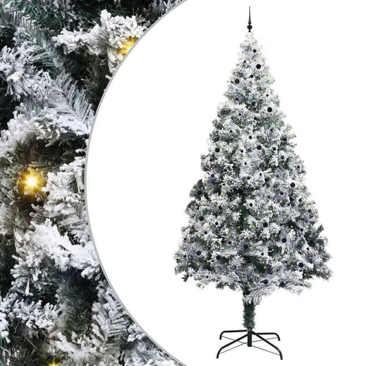 1 Artificial Pre-lit Christmas Tree With Ball Set Green 400 Cm - Seasonal & Holiday Decorations