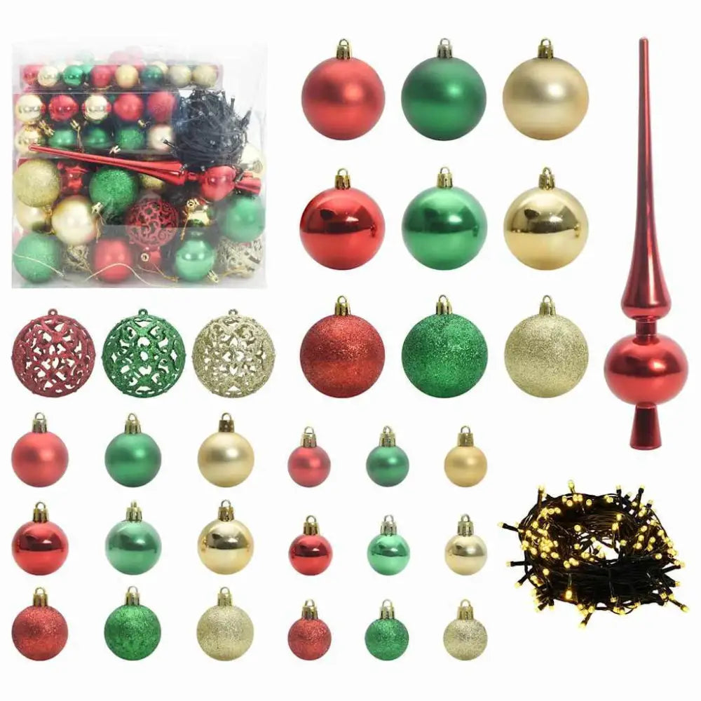 1 Artificial Pre-lit Christmas Tree With Ball Set Green 400 Cm - Seasonal & Holiday Decorations