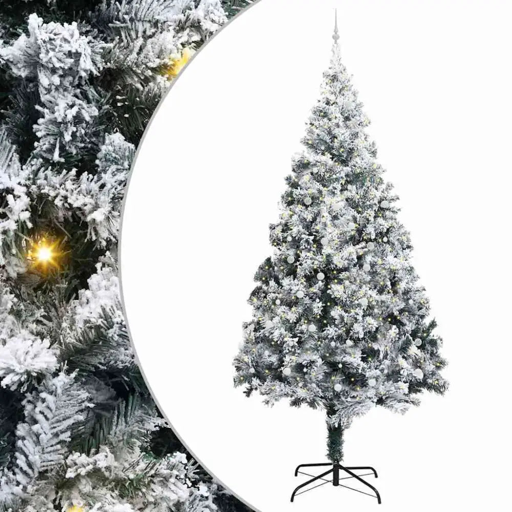 1 Artificial Pre-lit Christmas Tree With Ball Set Green 400 Cm - Seasonal & Holiday Decorations